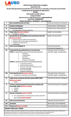ELAC Agenda Spanish